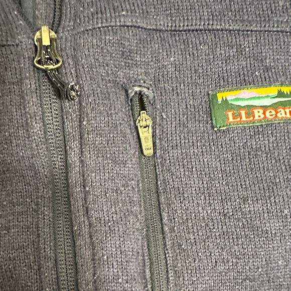 L.L. Bean Sweater Fleece Deep Blue Zip-Up Sweater Men’s size Large - Picture 4 of 7